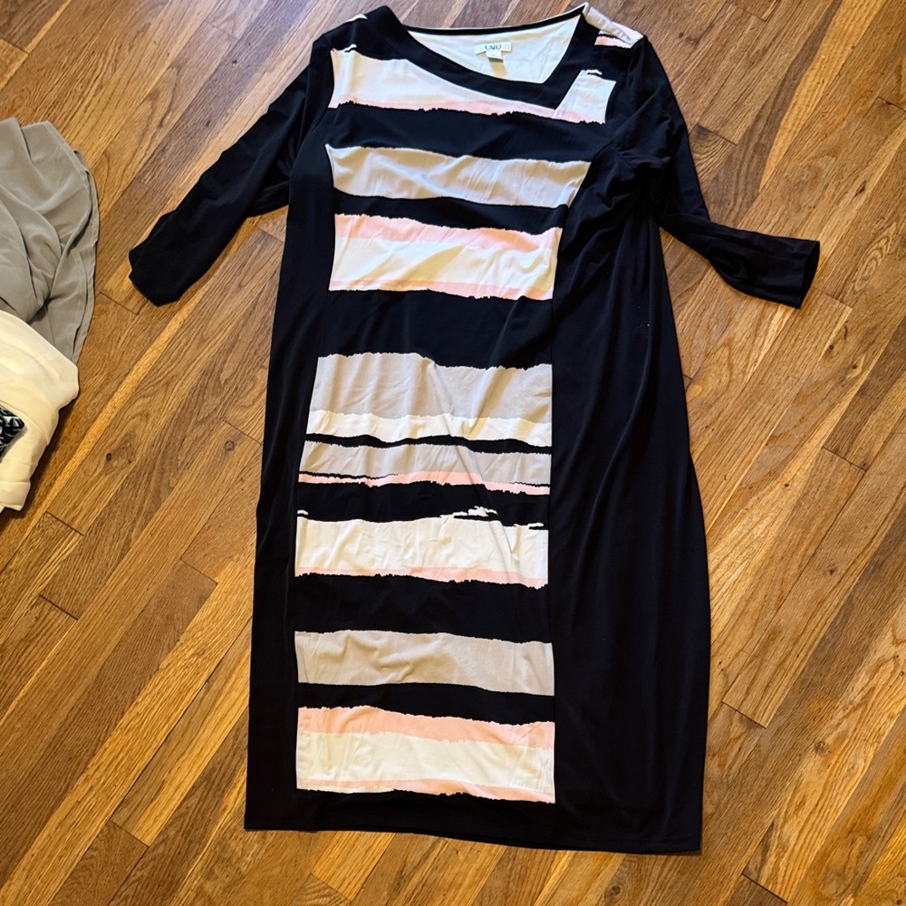 Cato Asymmetrical Black and Cream Dress